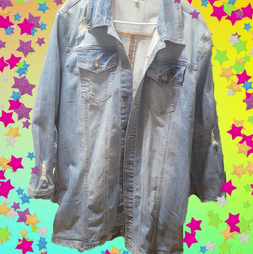 Standard & Practice long demin distressed jacket.
